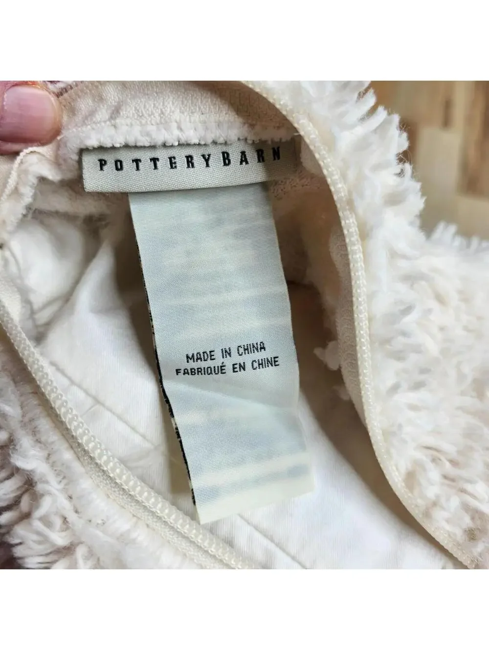 Pottery Barn Plush Faux Fur Cover 24 x 24 Inch Pillow PB Feather Pillow Insert